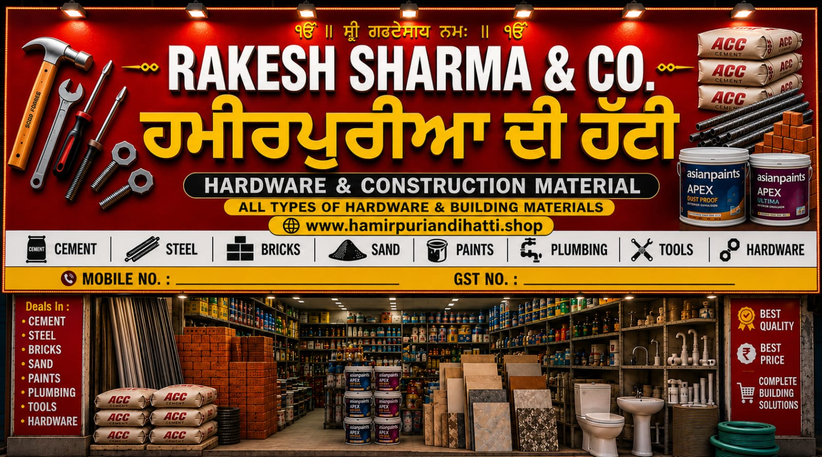 Rakesh Sharma and Company hardware and construction material banner