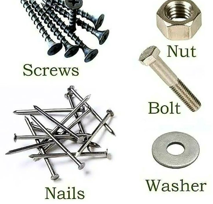 Screws, nuts, bolts, nails and washers