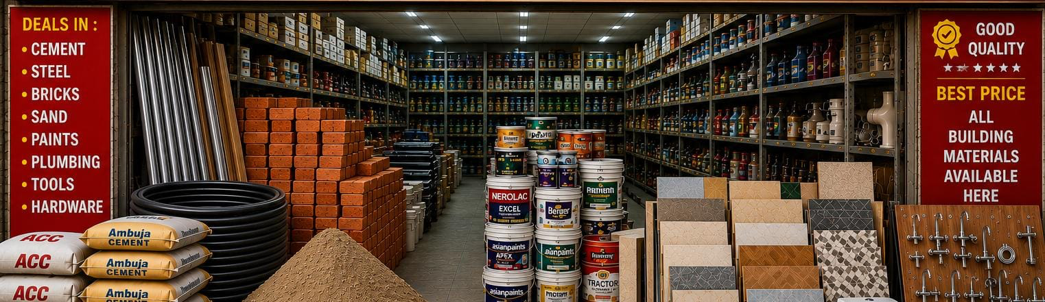 Construction materials including cement, bricks and paint