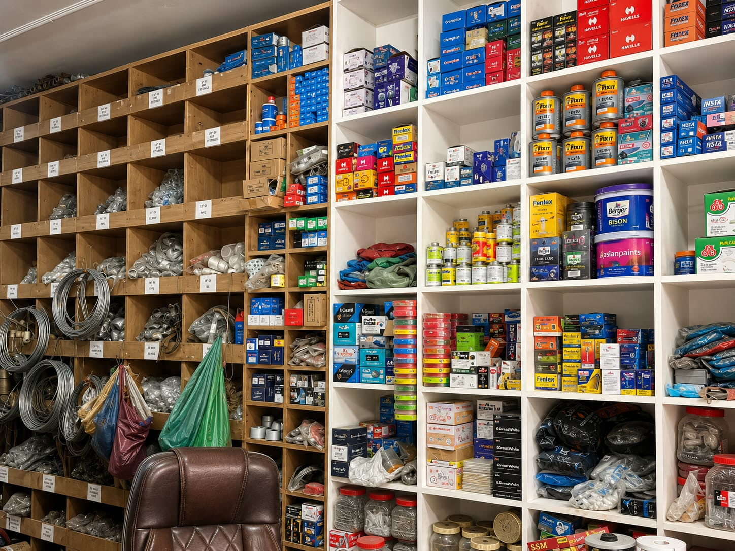 Hardware parts and electrical supplies in stock